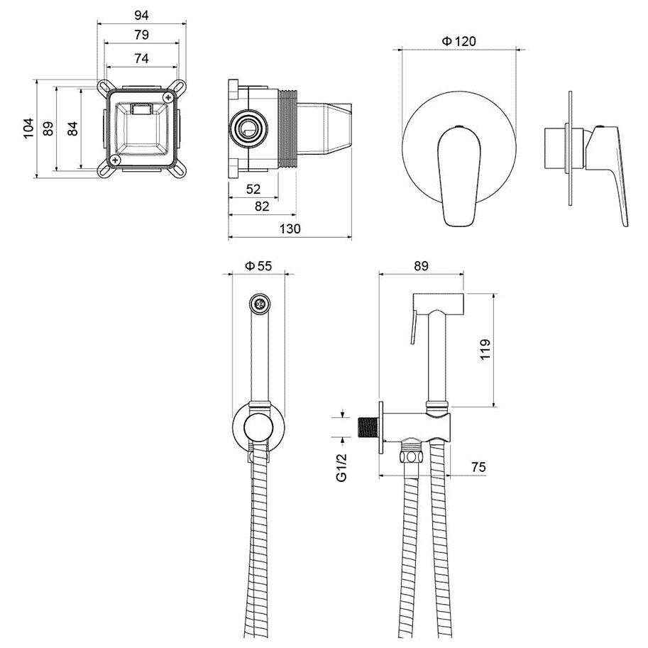 Гигиенический душ со смесителем черный хром Aquatek "Бетта" AQ1119BGM - изображение 4