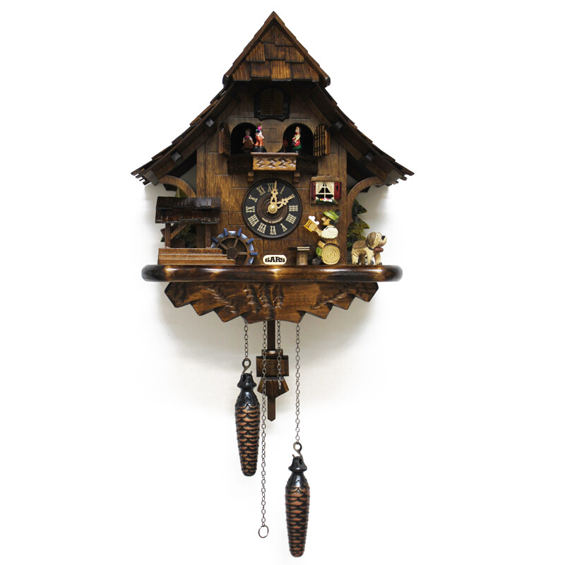 Часы настенные деревянные с кукушкой темно-коричневые 0492-8MT