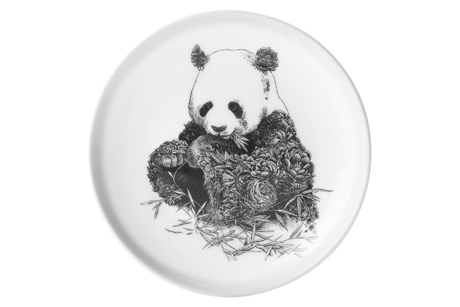 Тарелка фарфоровая 20 см белая с рисунком &quot;Большая панда&quot;