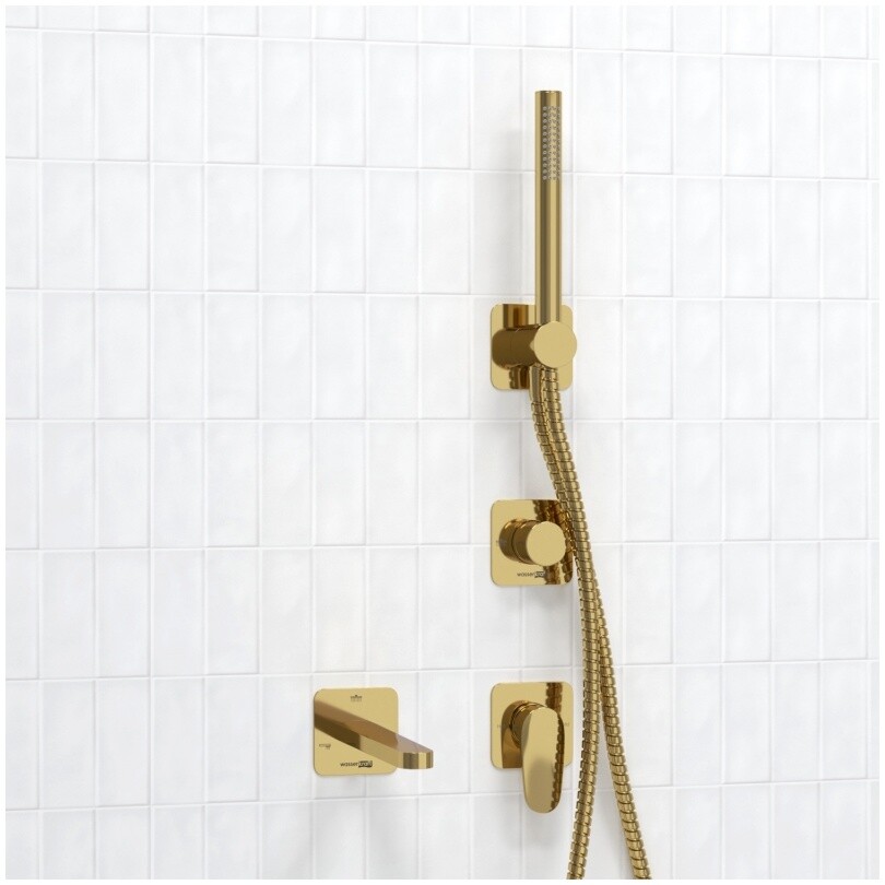 Душевой комплект встраиваемый с лейкой и изливом золотой Wasserkraft A2151.277.279.280.197.281 - изображение 4