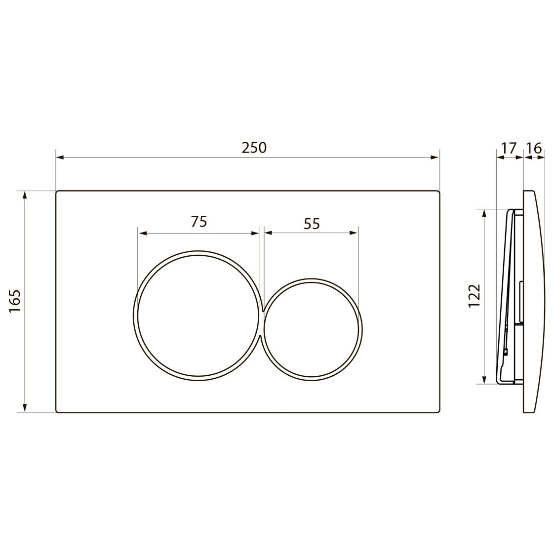 Клавиша смыва для инсталляции пластиковая черная, хром Point "Виктория" PN44061BC - изображение 4