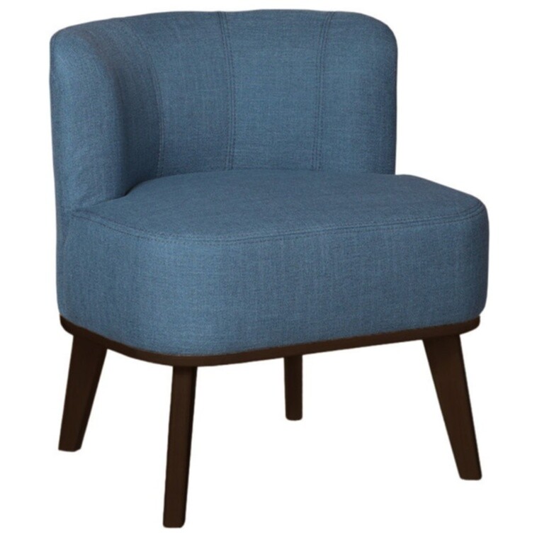Кресло мягкое на деревянных ножках синее, орех &quot;Жирон&quot;