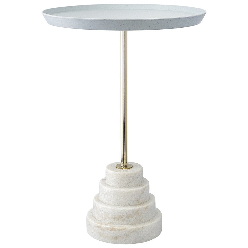 Кофейный столик круглый из переработанных материалов 38 см серый, белый Sustainable collection