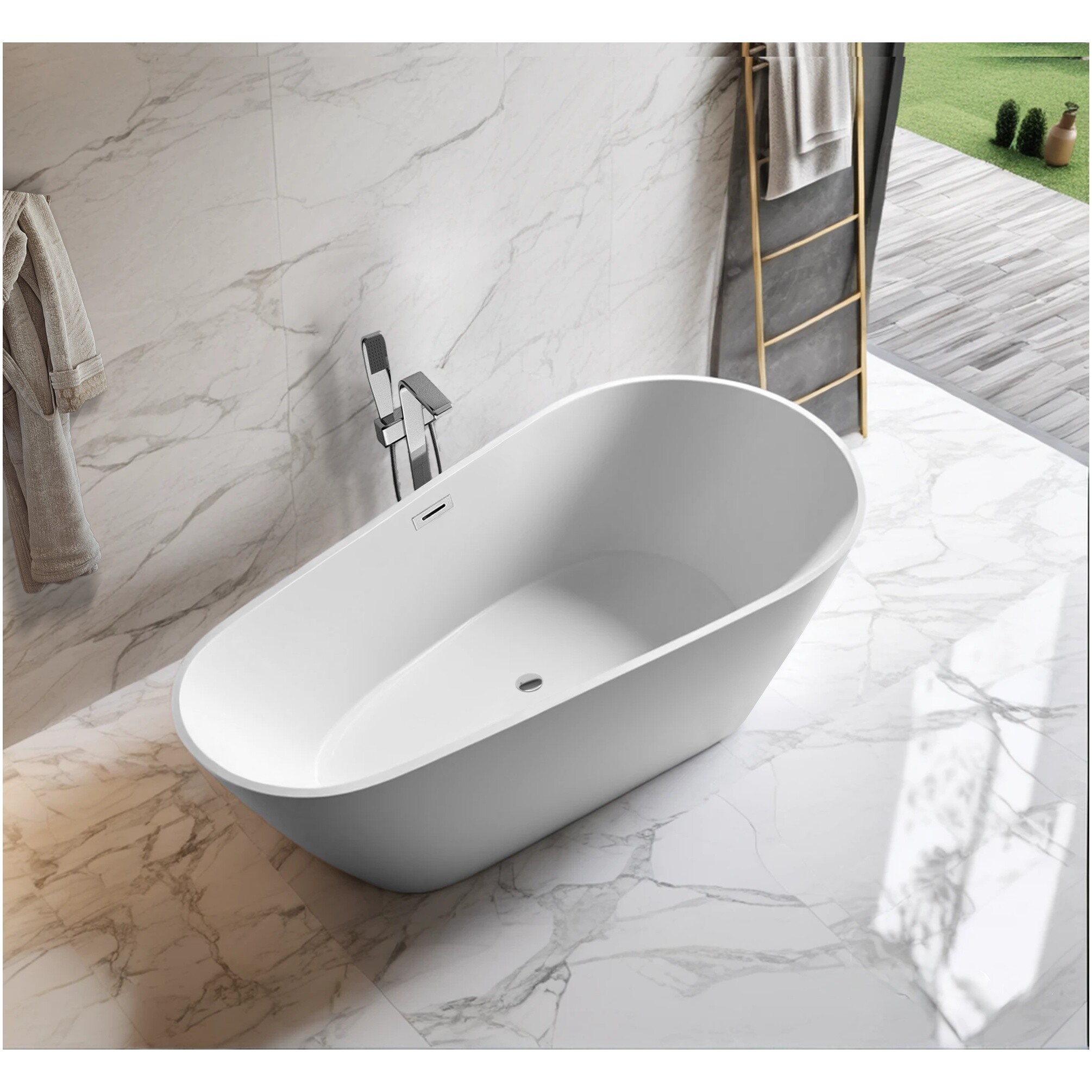 Ванна акриловая овальная 80х170 см белая матовая Cerutti SPA MIMI170MW CT10504