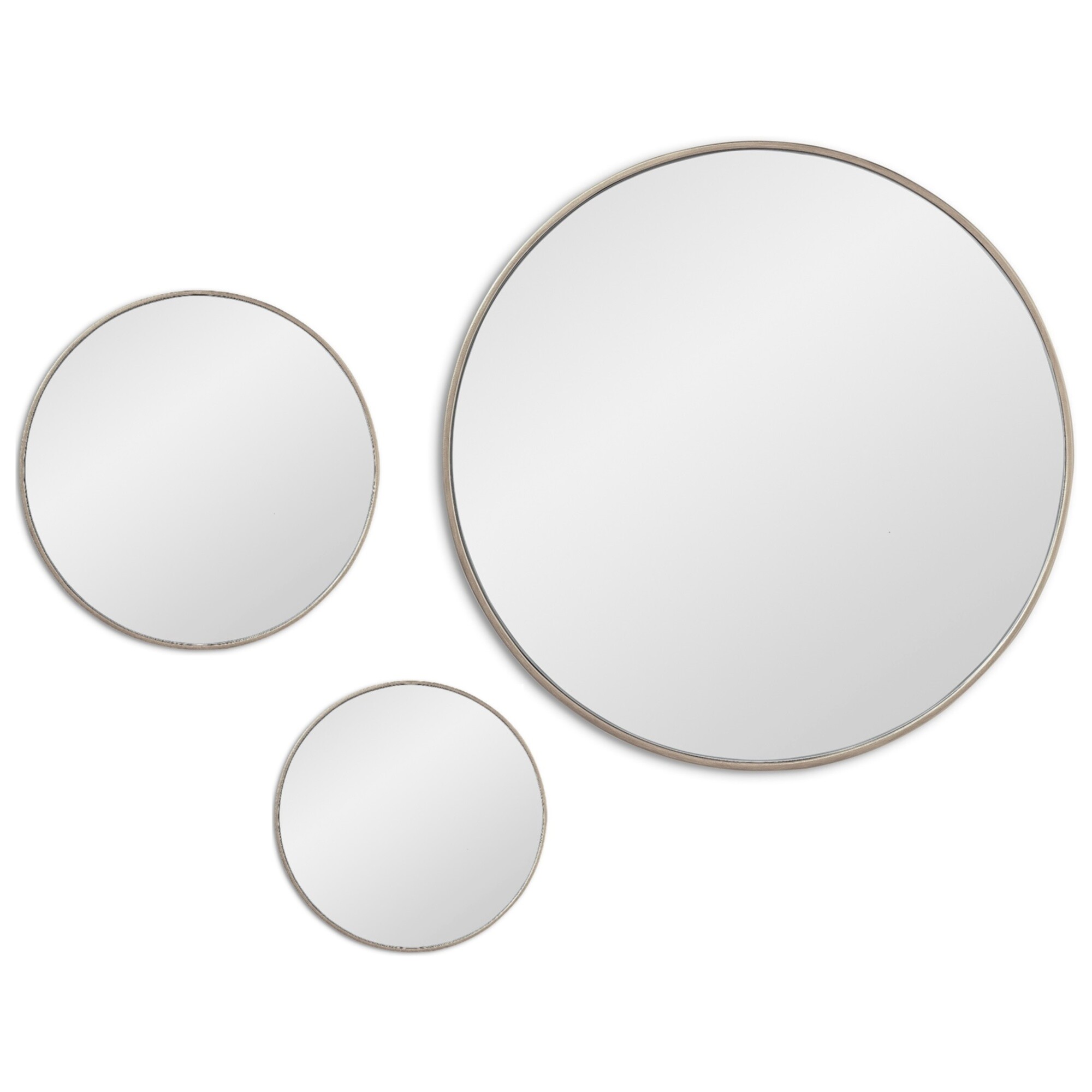 Зеркала настенные круглые в тонкой раме 3 шт серебро Jupiter Silver