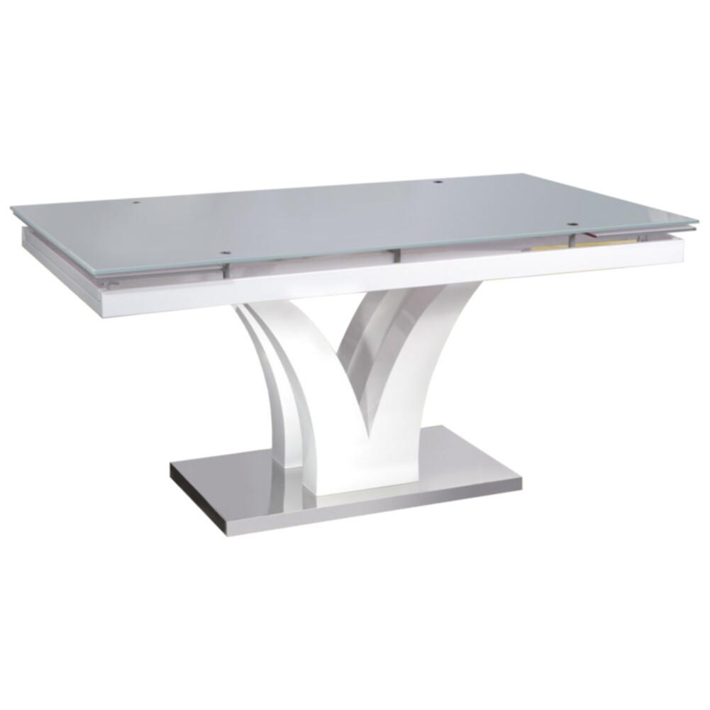 Обеденный стол раздвижной белый со стеклом 160-220 см Louis Vuitton