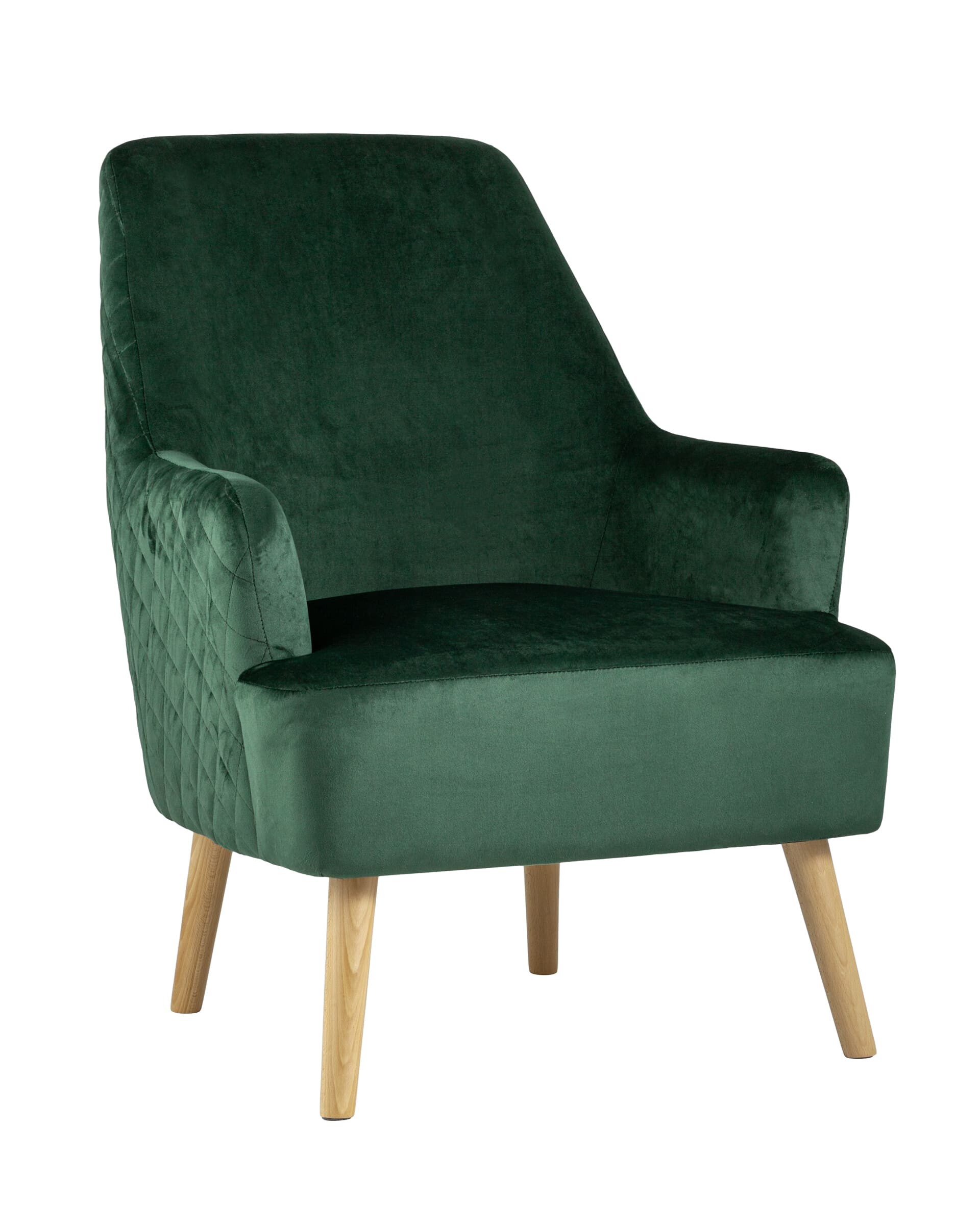 Кресло с мягкими подлокотниками зеленое с деревянными ножками &quot;Хантер&quot;