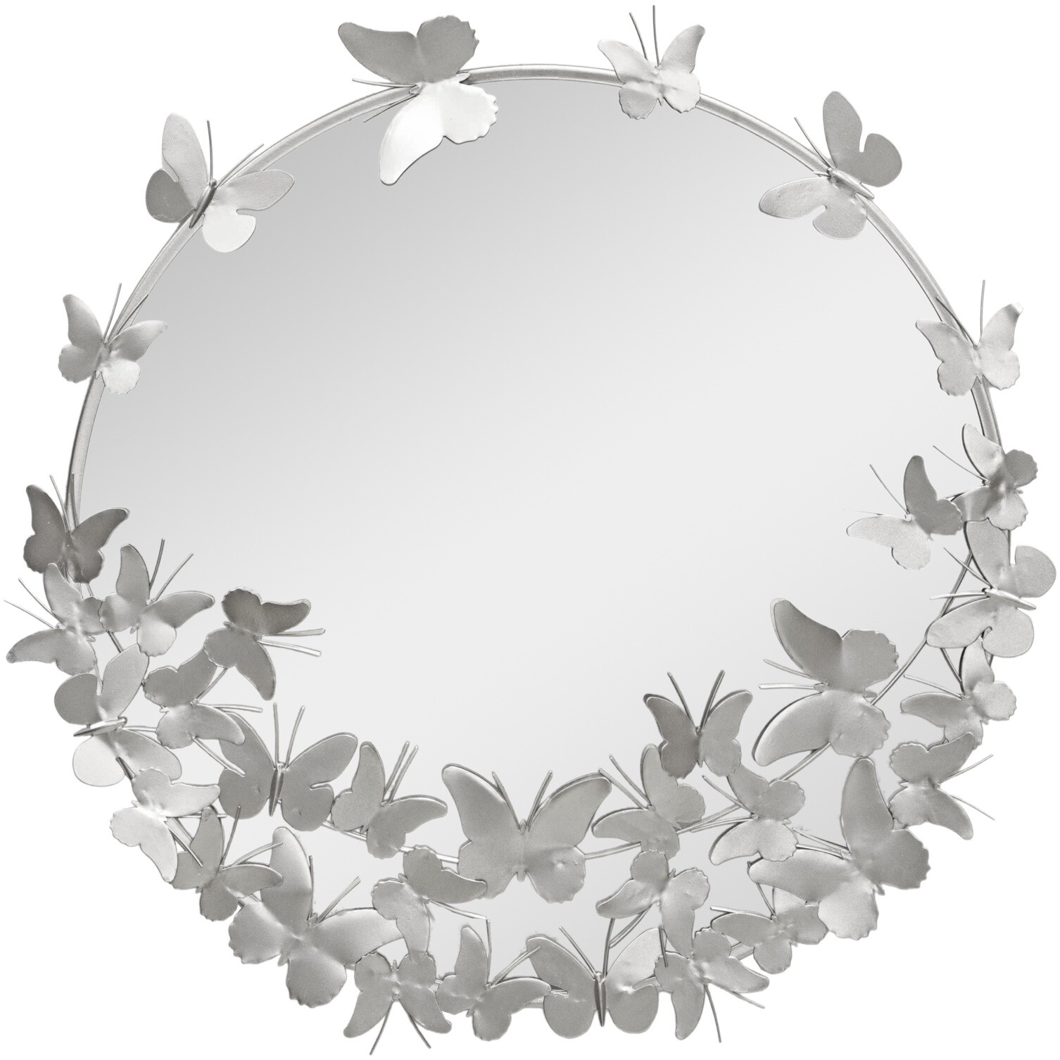 Зеркало настенное с бабочками серебро 65х2х65 см