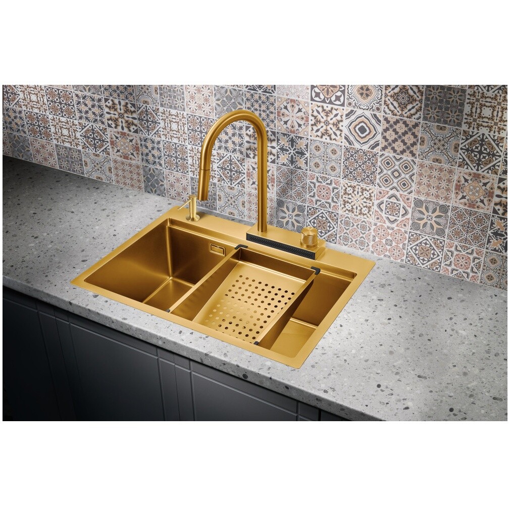 Мойка кухонная золота Milacio Denia 68 Steel MC.77418 - изображение 5