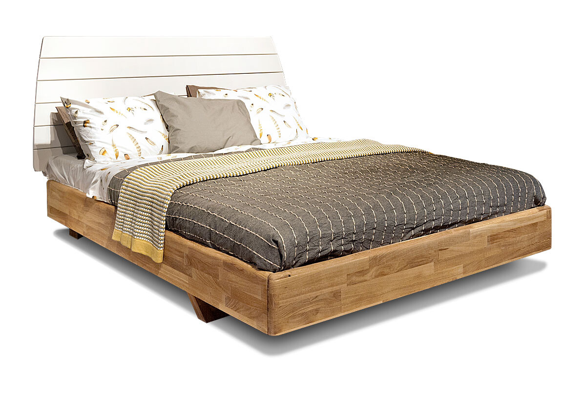 Кровать двуспальная светло-коричневая с белым 160х200 см Wallstreet
