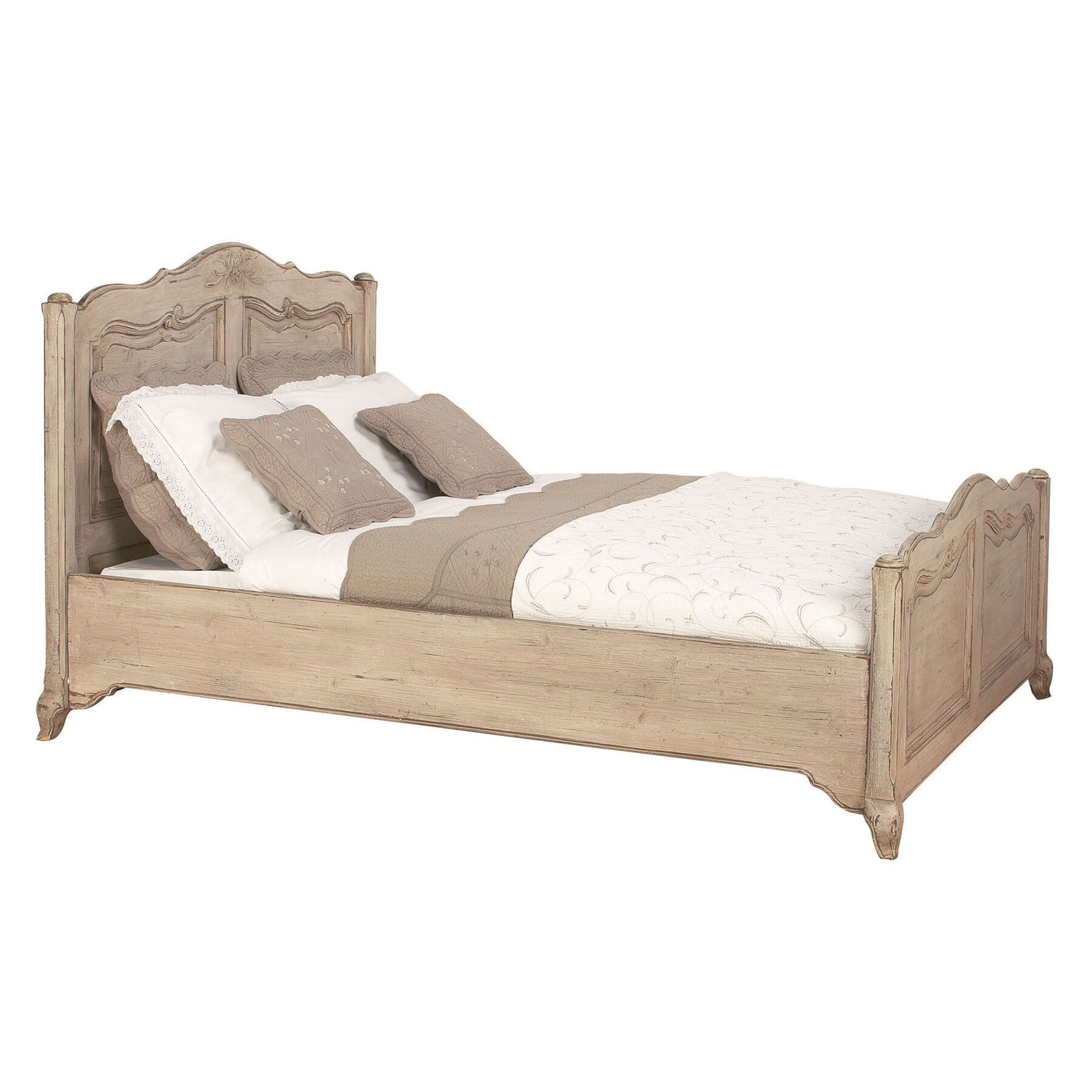 Кровать двуспальная деревянная 160х200 см бежевая &quot;Поместье&quot;