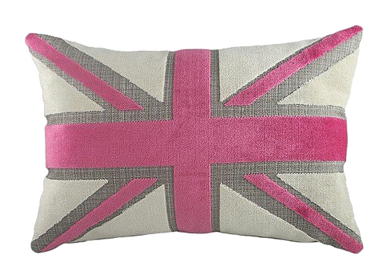 Подушка с британским флагом Pink Velvet