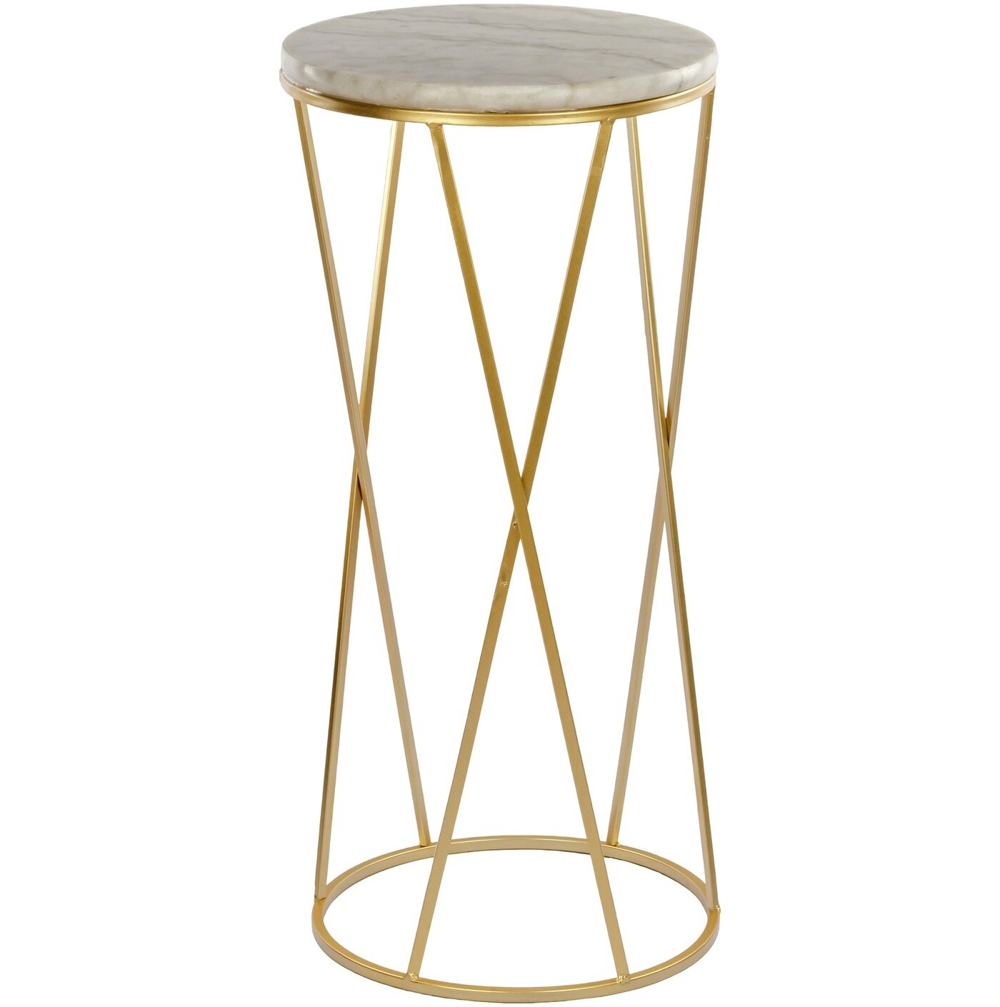 Столик кофейный круглый с мраморной столешницей золото, белый 54-014