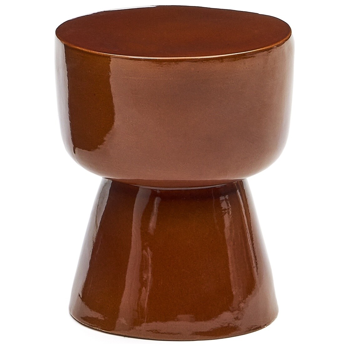 Столик приставной керамический круглый 36 см коричневый Mesquida от La Forma