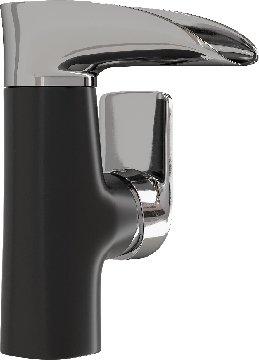Смеситель для раковины однорычажный черный, хром Diwo "Дмитров" DM-01b - изображение 8