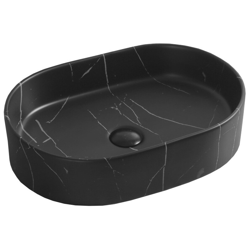 Раковина накладная фарфоровая овальная 35х50 см черный мрамор Cerutti SPA CR0055B MMB1
