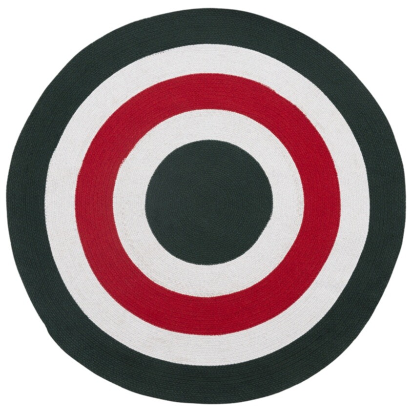 Ковер из хлопка круглый 120 см target темно-зеленый, красный, белый Ethnic