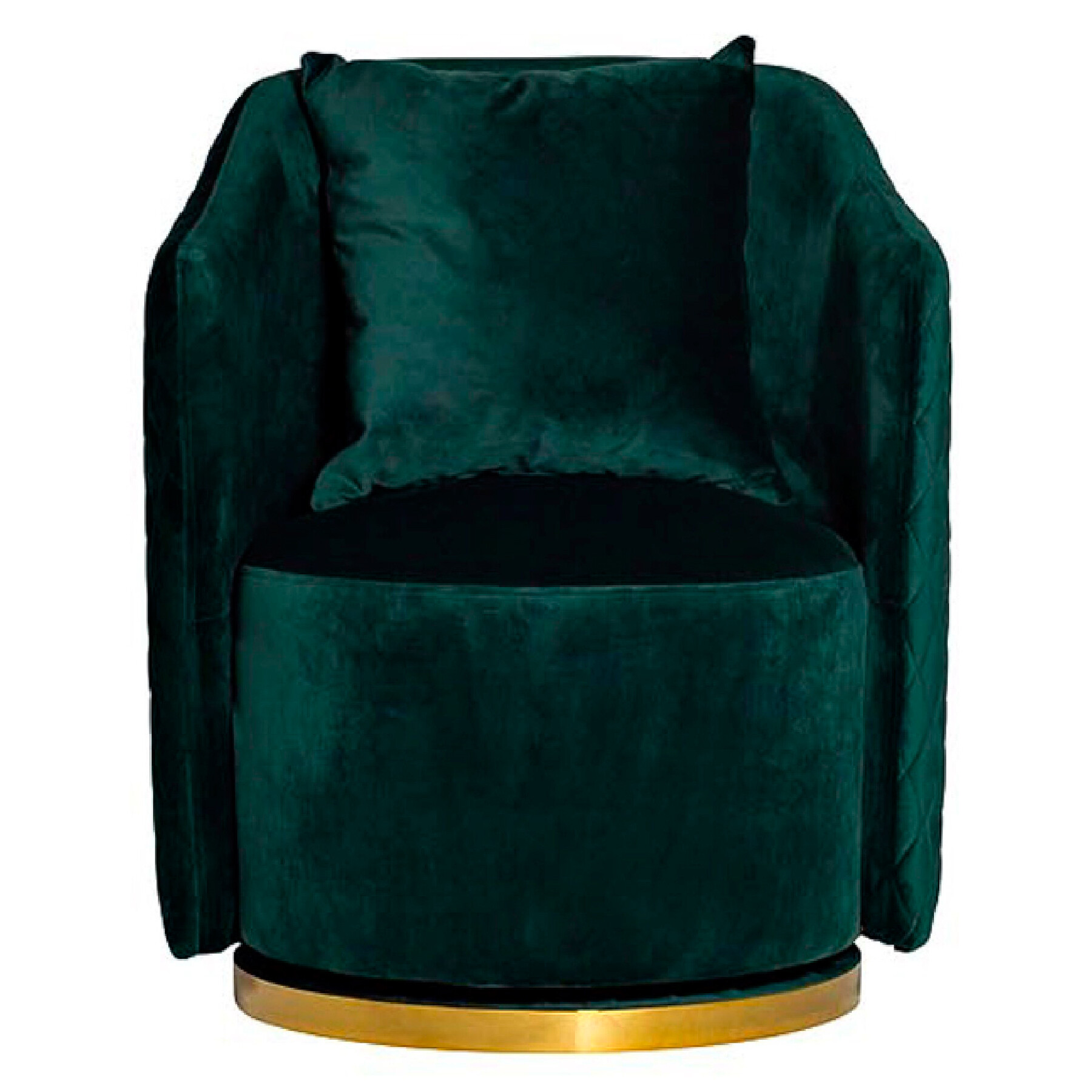 Кресло поворотное зеленое круглое с золотым основанием