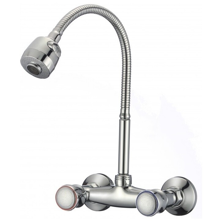 Смеситель для кухни настенный с гибким изливом хром D-Lin D142811-T