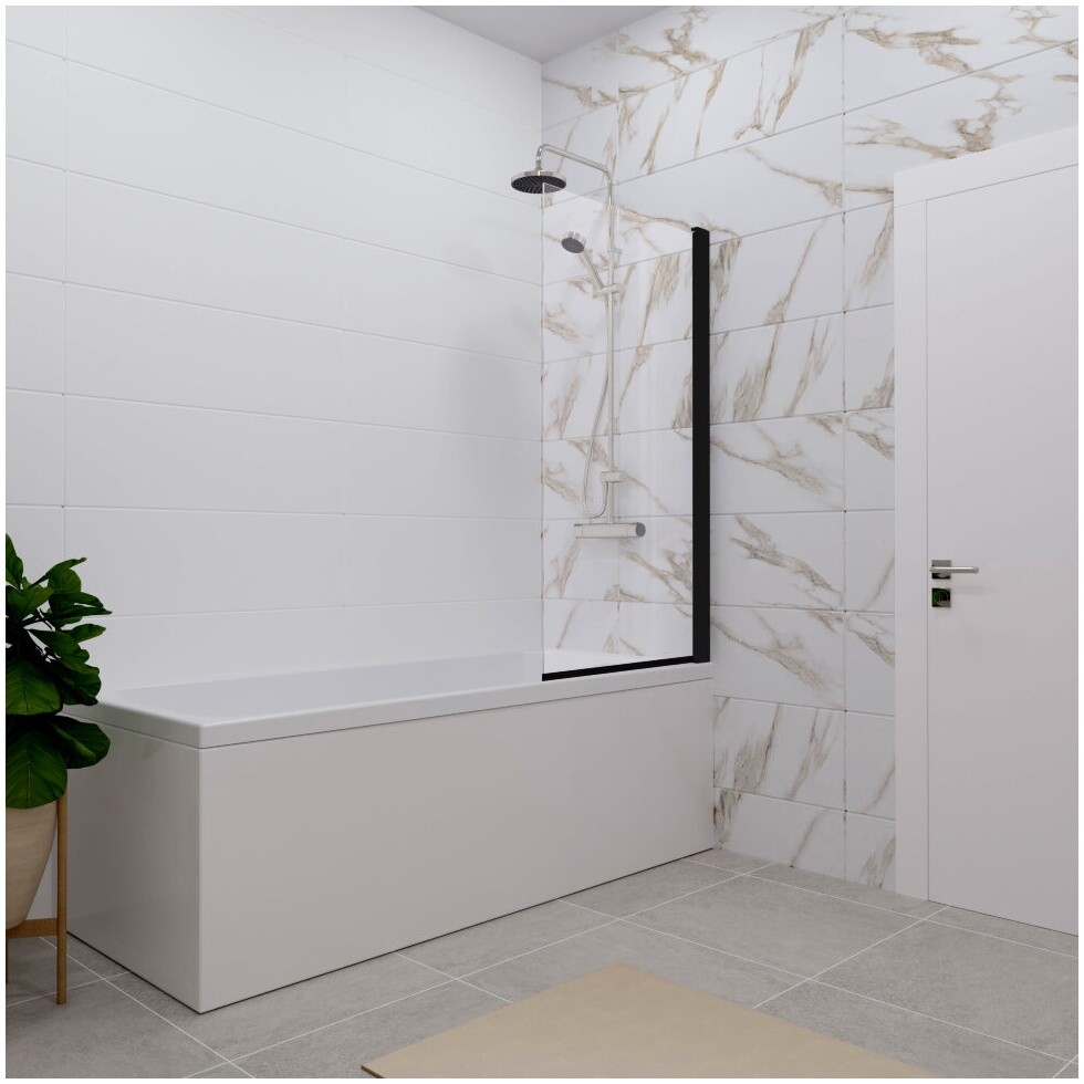 Штора на ванну фиксированная стеклянная 75х140 см черная "Соло-Блэк" Triton Щ0000051154 - изображение 4