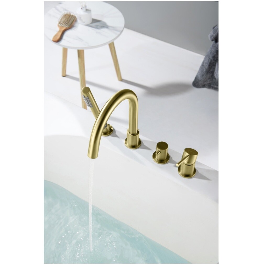 Смеситель на борт ванны шлифованное золото Aquatek "Европа" AQ1348BG - изображение 8