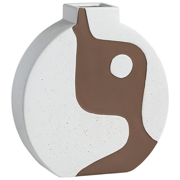 Ваза настольная керамическая 30х27 см белая, коричневая Puzzle Square Vase B