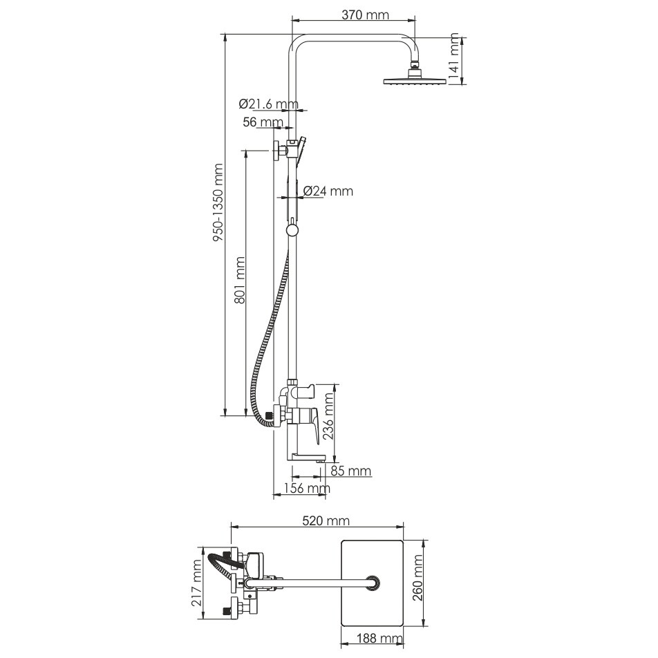 Душевая система со смесителем из латуни золотая Wasserkraft A15501 - изображение 8