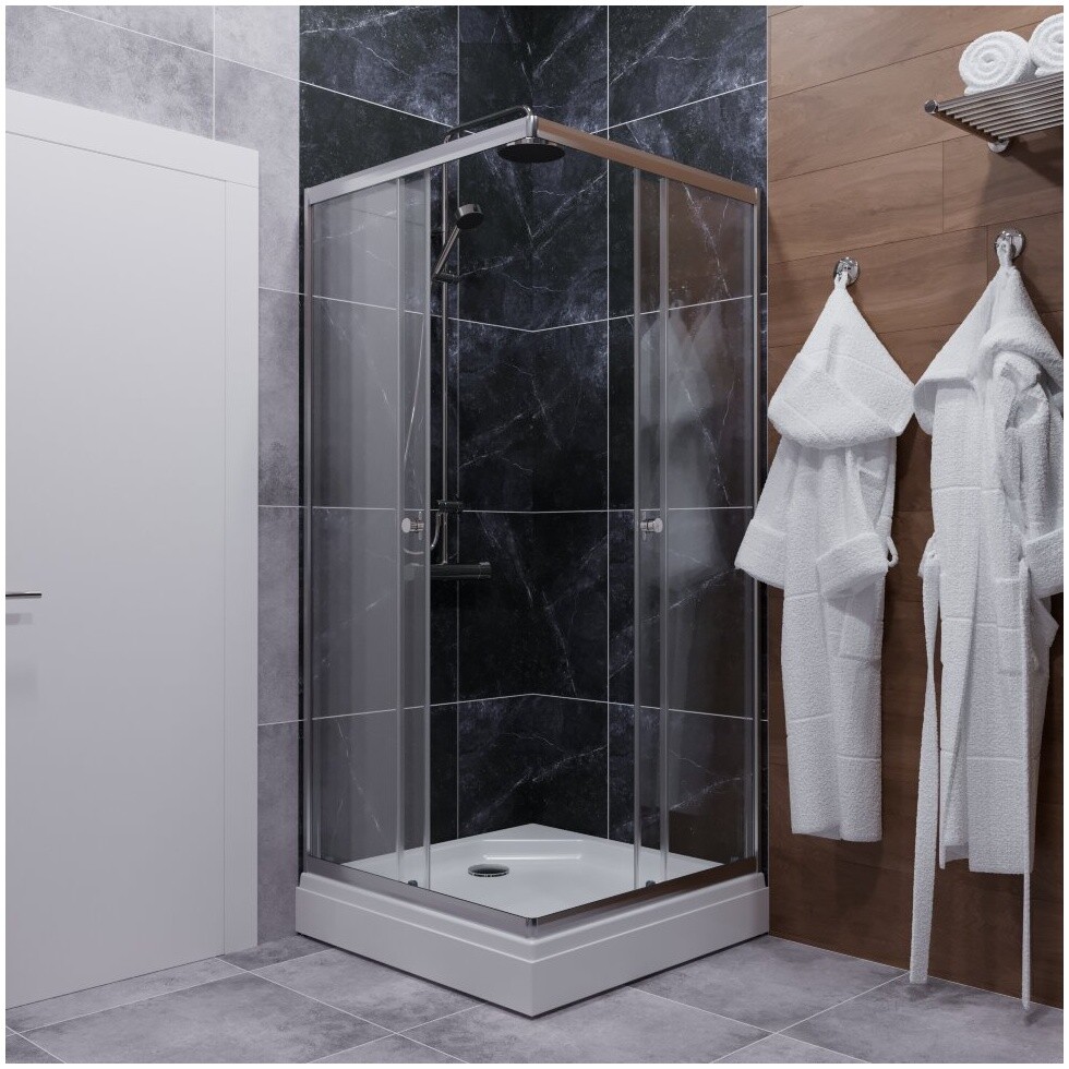 Душевой уголок квадратный с низким поддоном 80х80 см хром Triton "Вента-Хром" Щ0000049620 - изображение 5