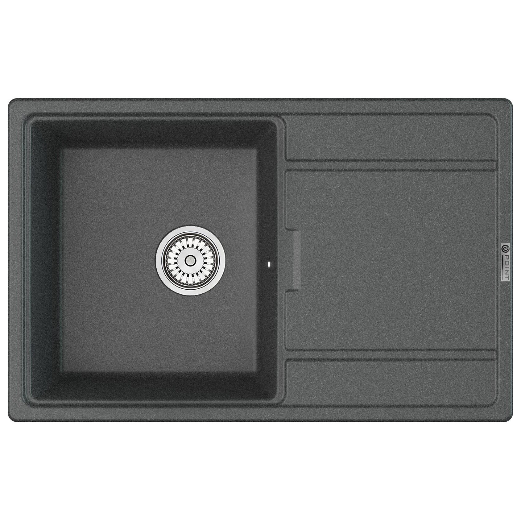 Мойка кухонная кварцевая прямоугольная графит Point &quot;Лаура 78&quot; PN3005GR
