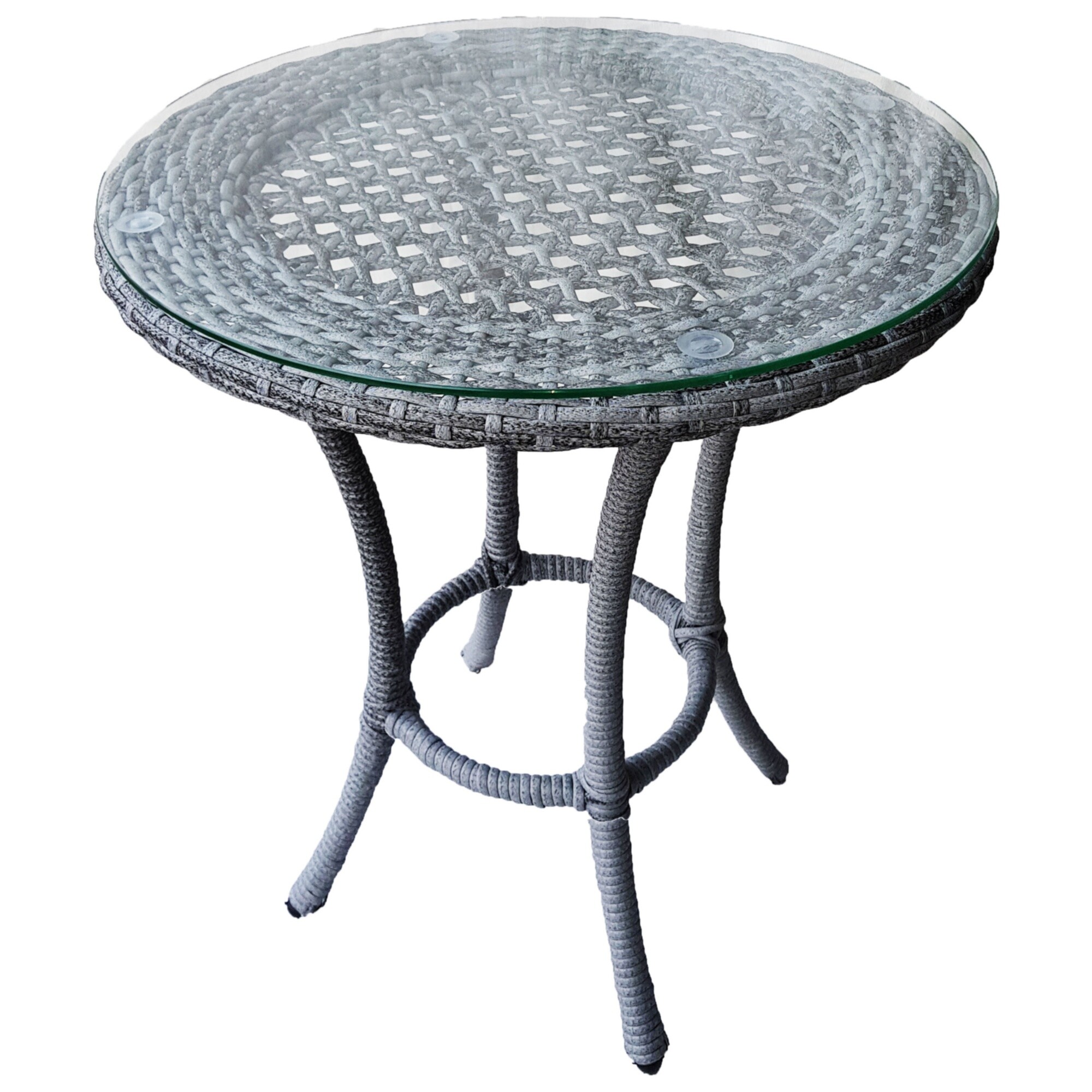 Обеденный стол круглый со стеклом серый Deco 60