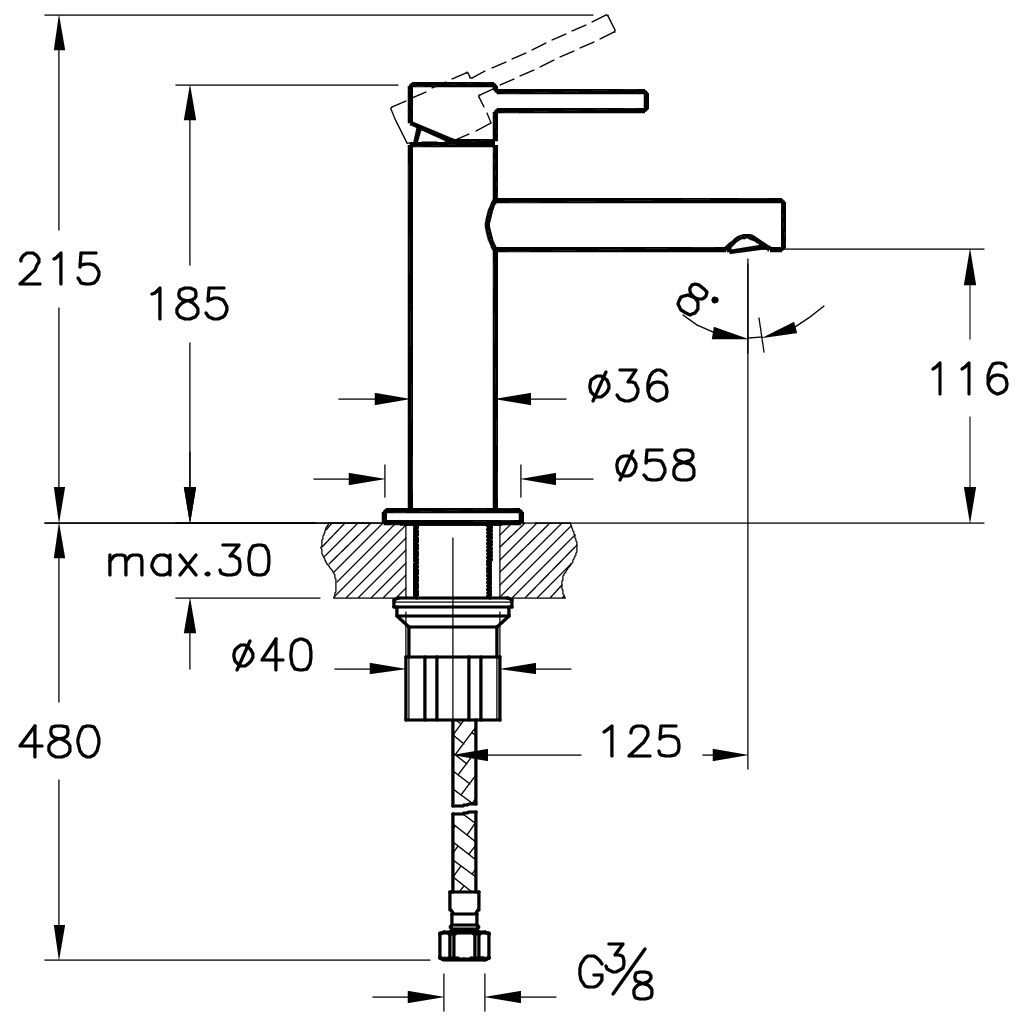 Смеситель для раковины однорычажный медный Vitra Origin A4255626 - изображение 5