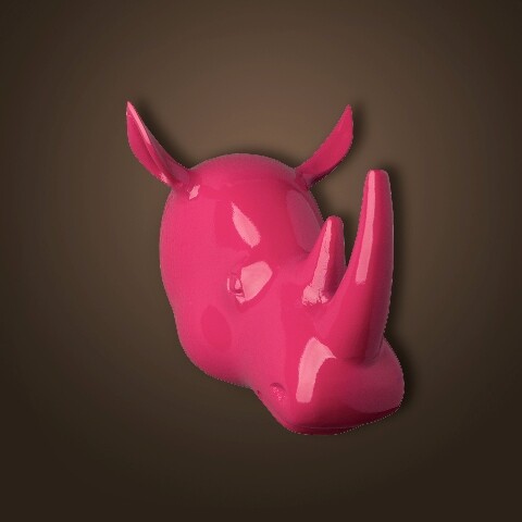 Декор настенный розовый &quot;Голова носорога&quot;