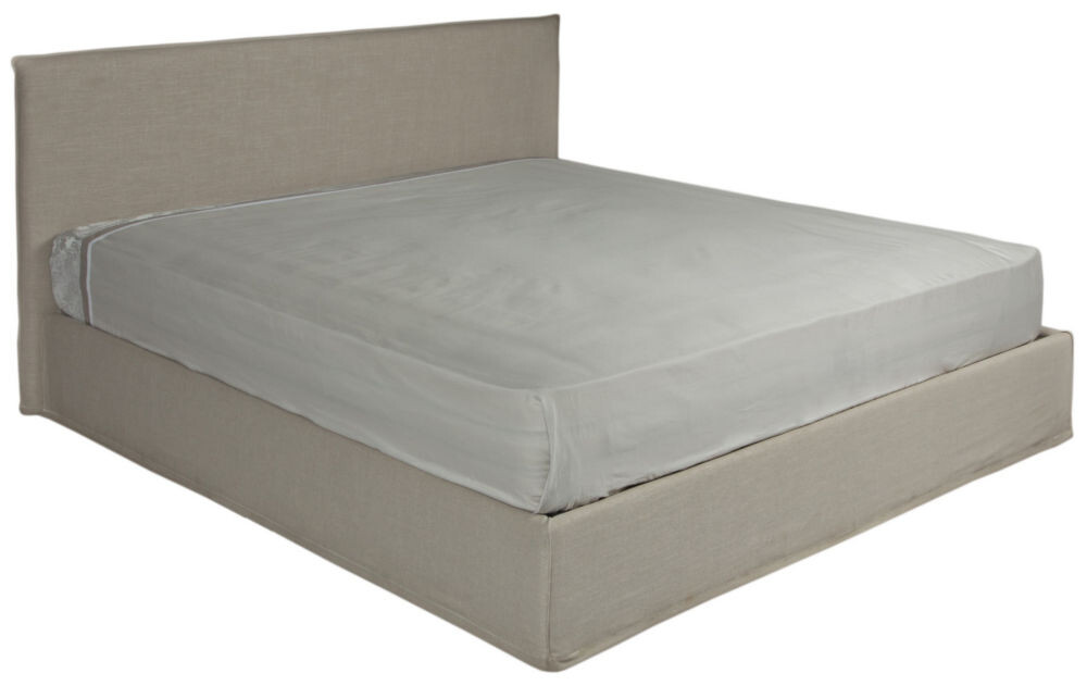 Кровать двуспальная с мягким изголовьем 180х200 см бежевая Twiggy
