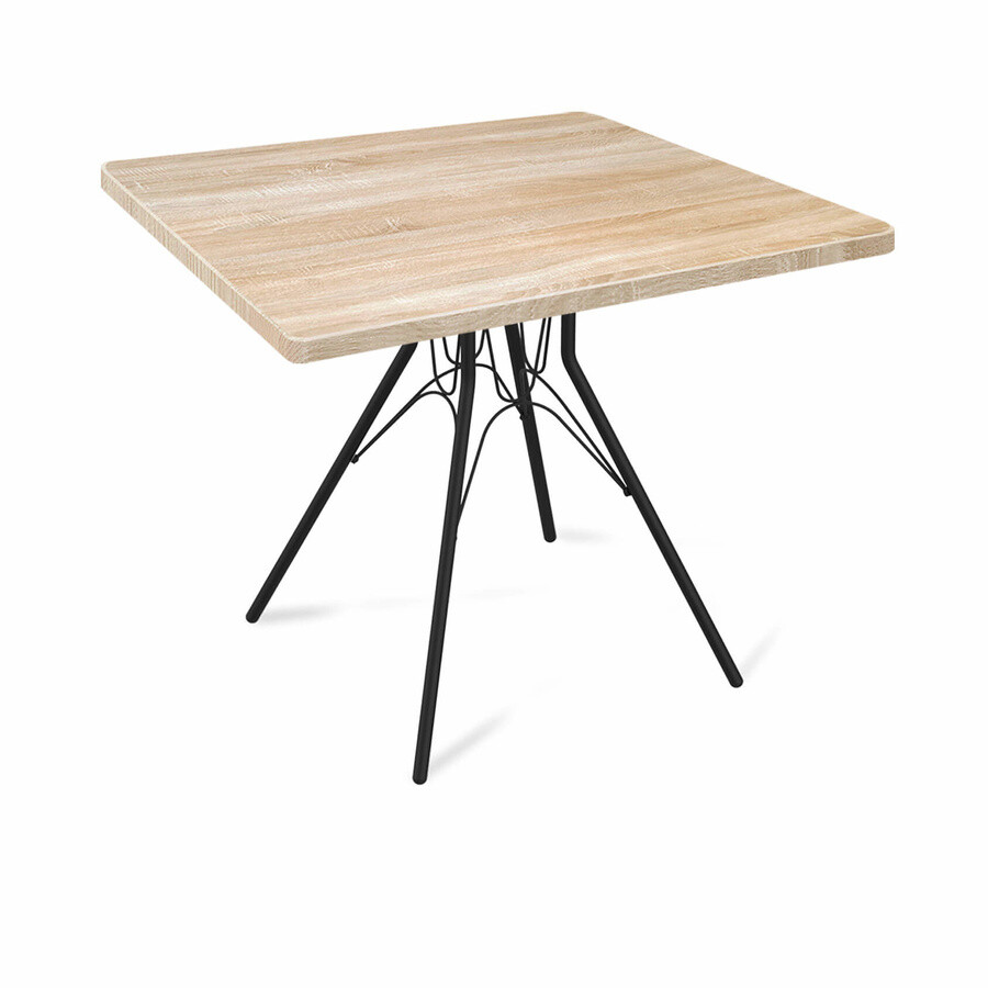 Обеденный стол квадратный бежевый с черными ножками 80х80 см Sheffilton