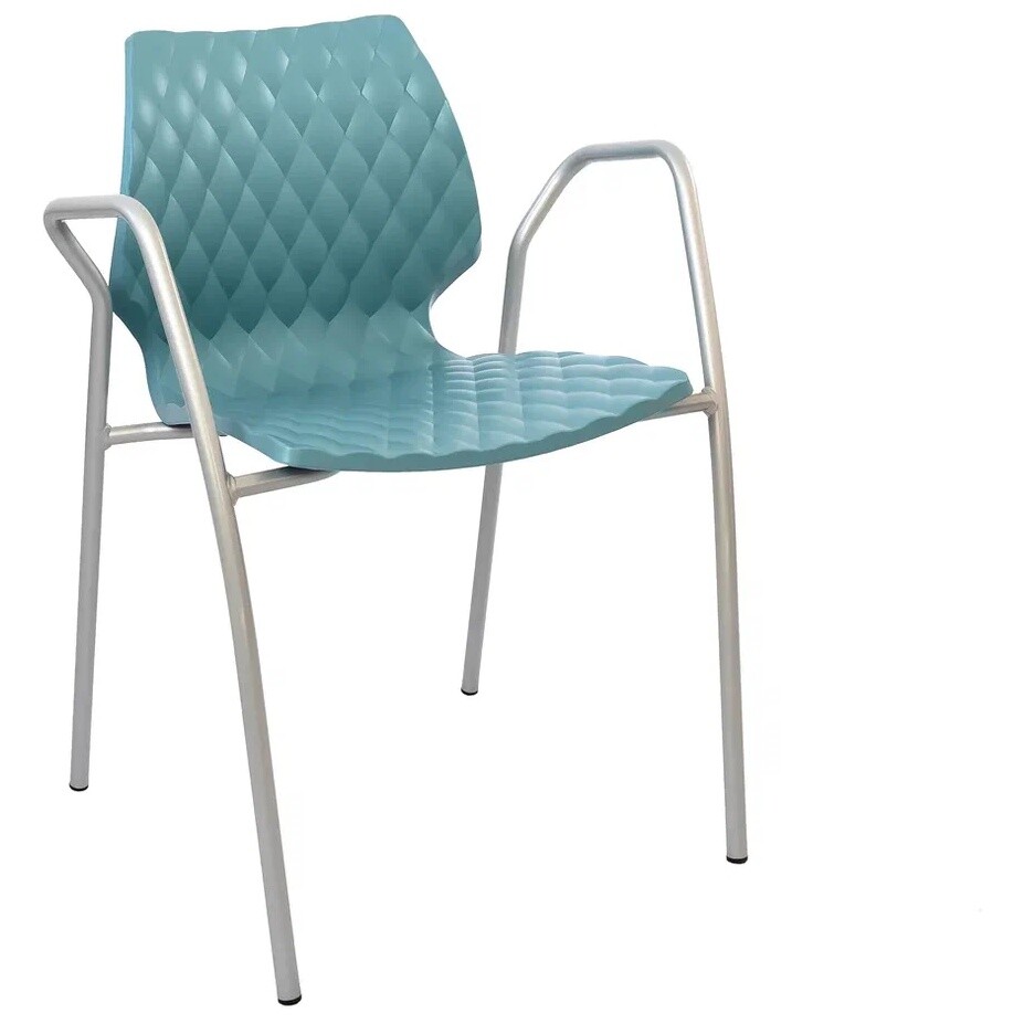 Кресло пластиковое на металлических ножках голубое Uni