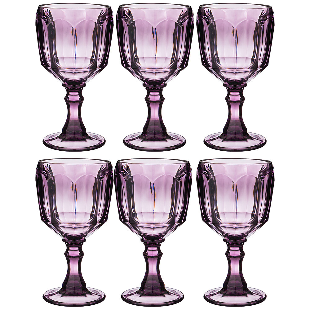 Набор бокалов для вина фиолетовый 300 мл, 6 штук &quot;Рока&quot;