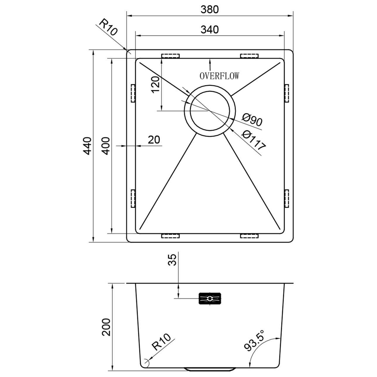 Кухонная мойка из нержавеющей стали 44х38 см брашированное золото Reflexion Como RX2038GD - изображение 15