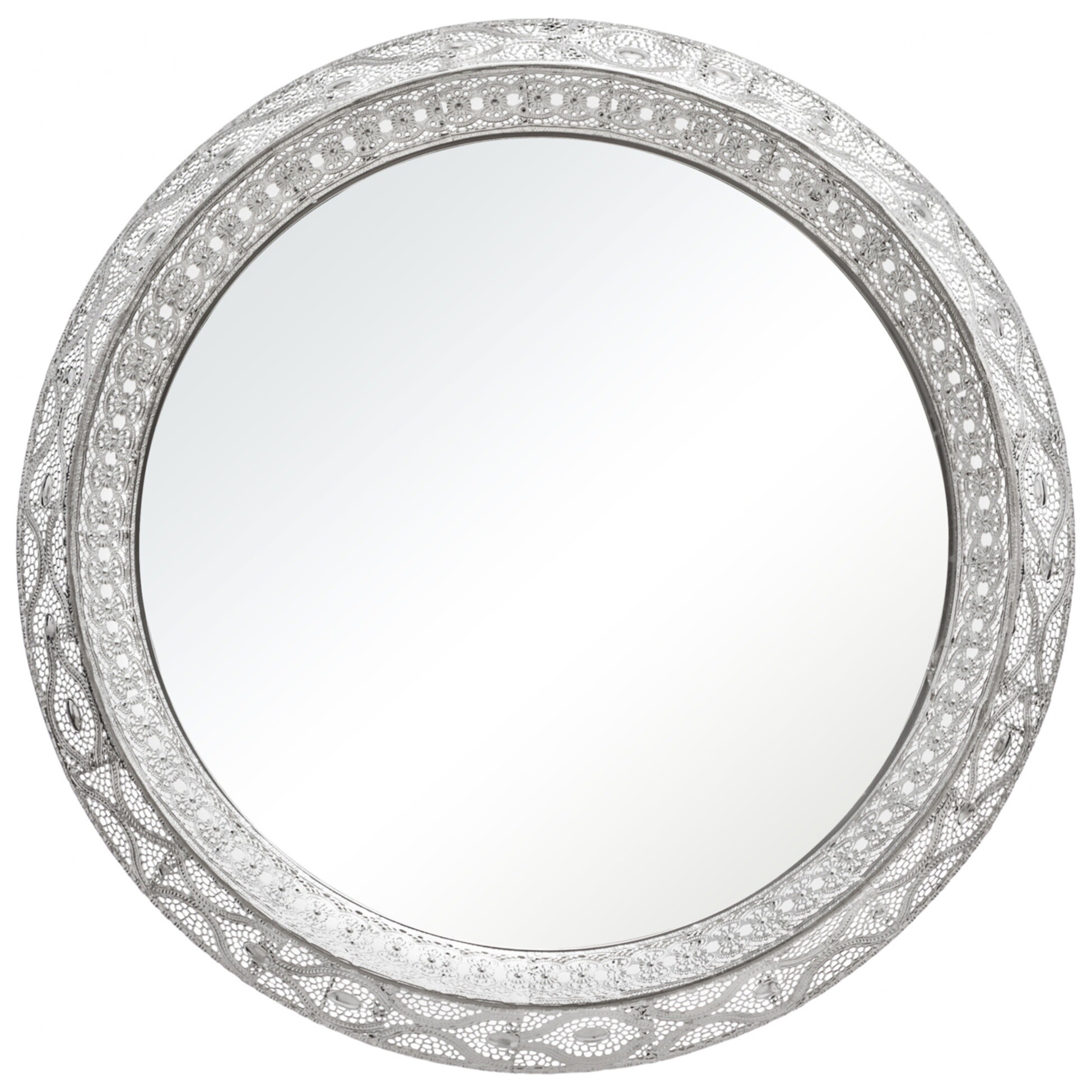 Круглое зеркало настенное 61х61 см серебристое