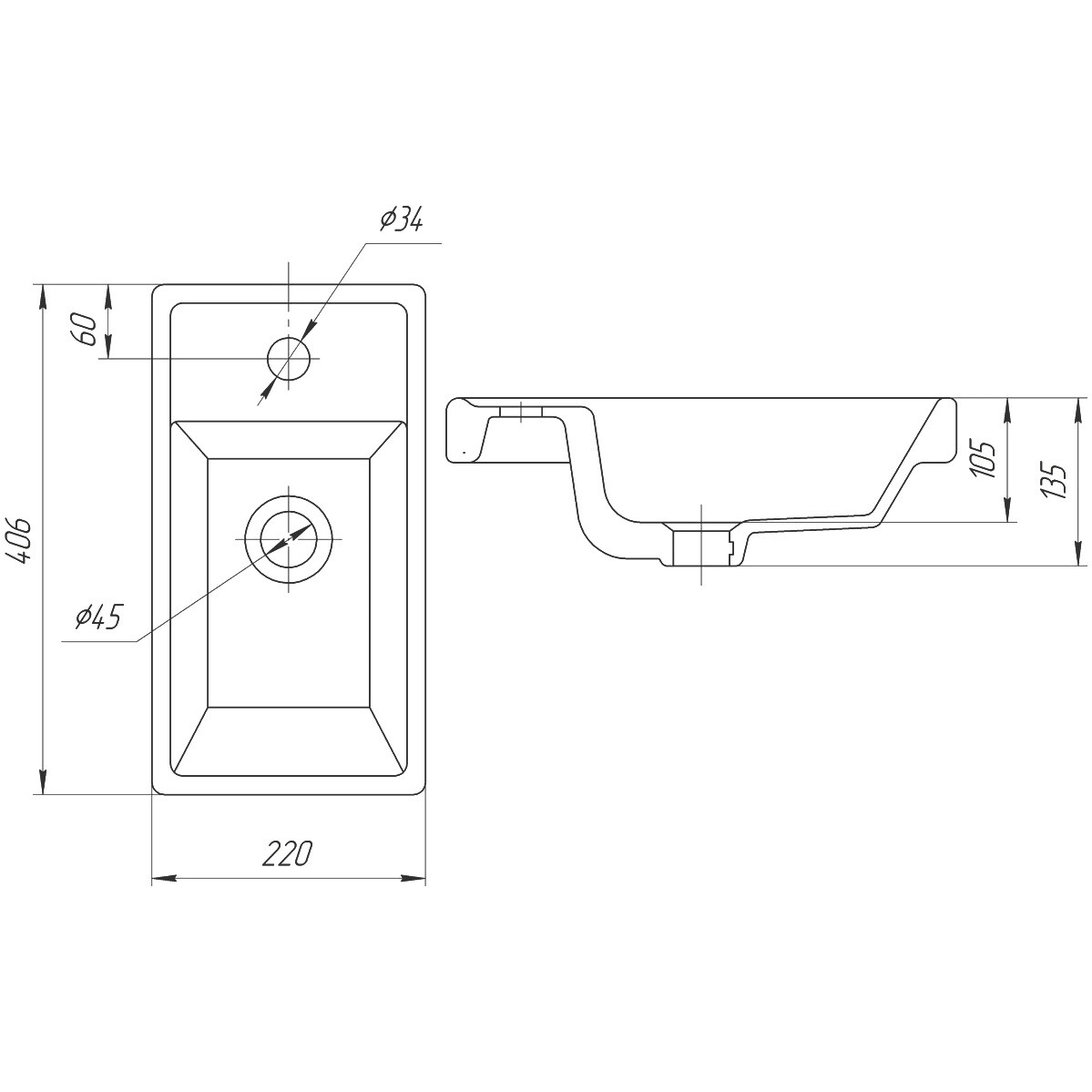 Раковина фарфоровая накладная 41 см белая Diwo "Енисей" 40 RDE-40 - изображение 8
