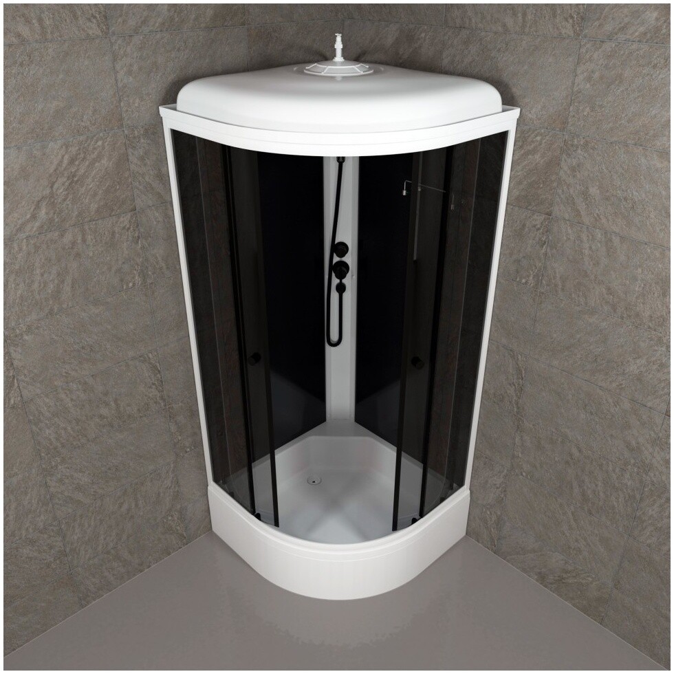 Душевая кабина четверть круга со средним поддоном 90х90 см белый Triton "Грэй-Блэк В" Щ0000067303 - изображение 6