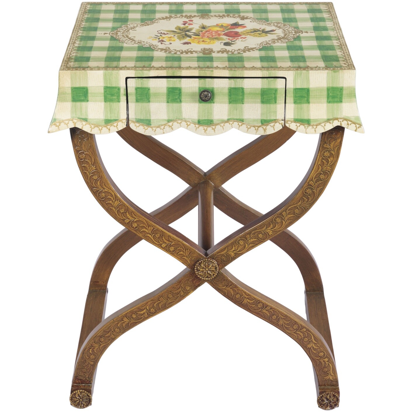 Прикроватный столик с ящиком зеленый Glasar 35-074
