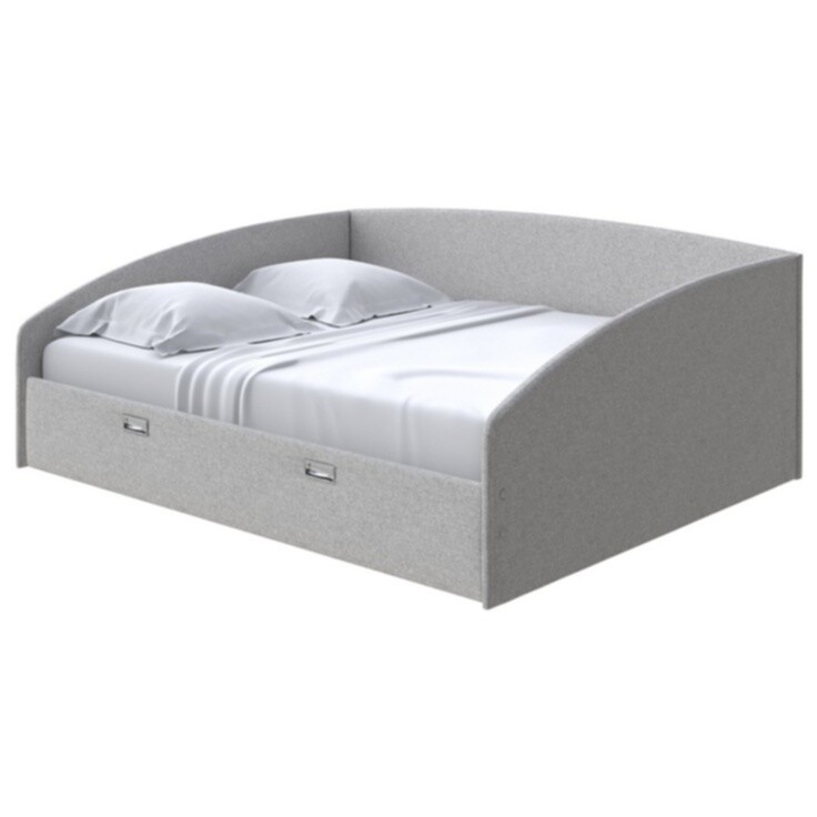 Кровать двуспальная 160x200 см ткань искусственная шерсть, лама светло-серая Bono