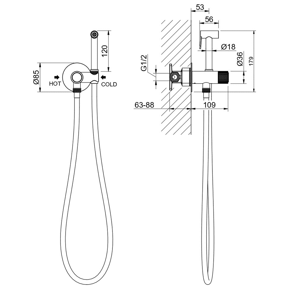 Гигиенический душ со смесителем черный хром Aquatek "Бетта" AQ1023BGM - изображение 4