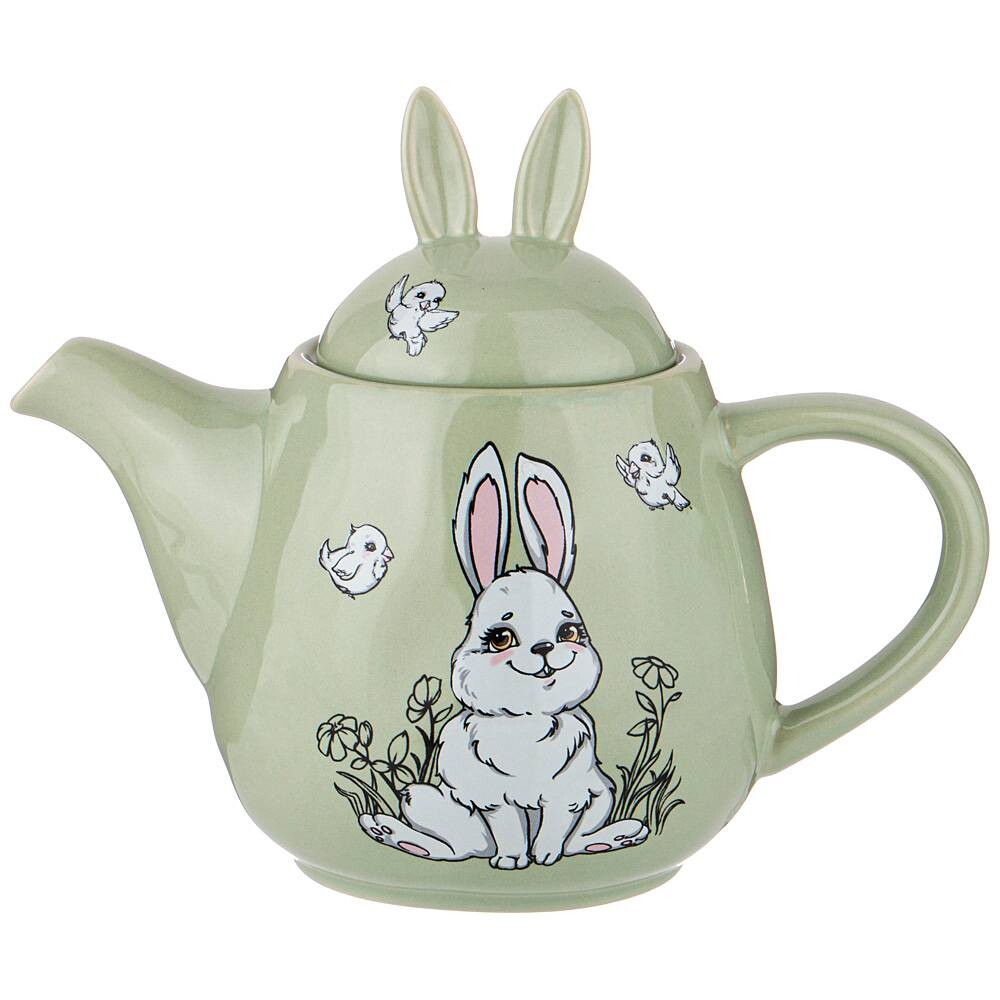 Чайник керамический 1 л зеленый Lefard Bunny