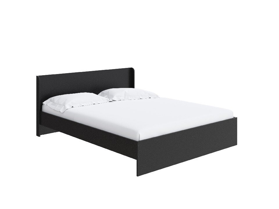 Кровать двуспальная с прямым изголовьем 180x200 см черная Practica