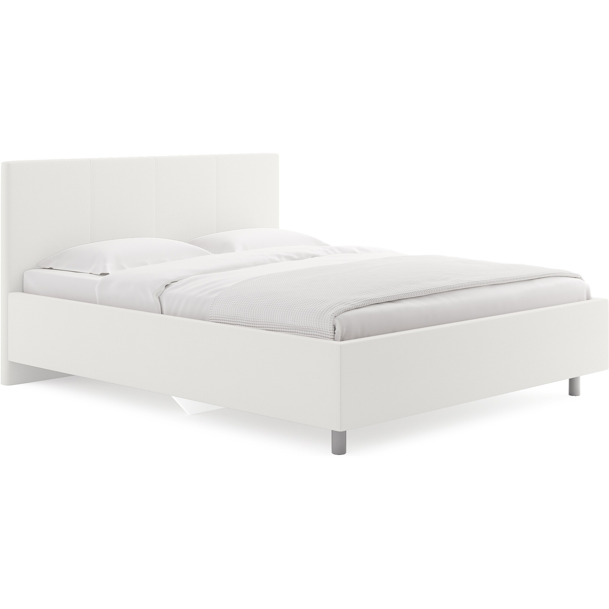 Кровать полутораспальная с мягким изголовьем 120х190 см экокожа белая Prato