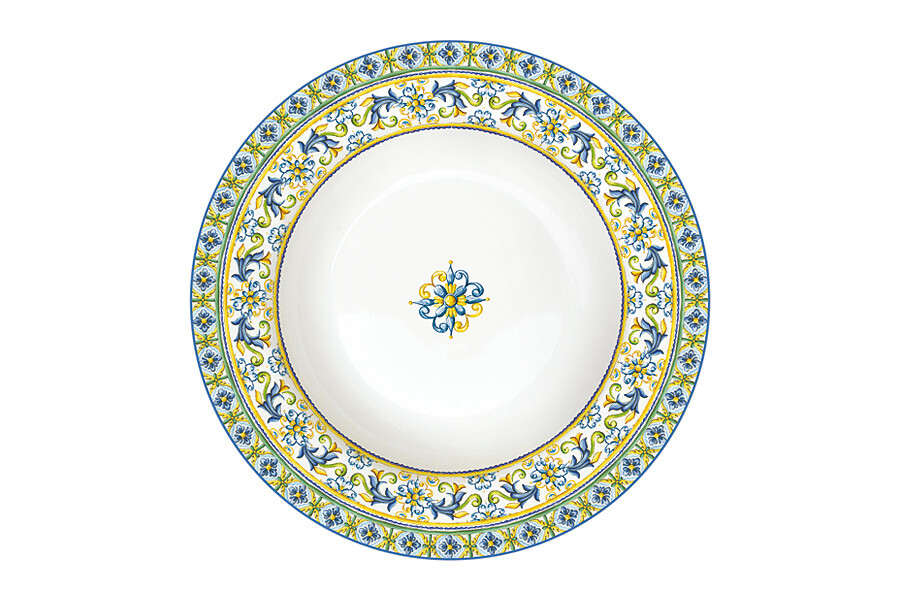 Тарелка фарфоровая суповая 21,5 см белая, голубая &quot;Капри&quot;