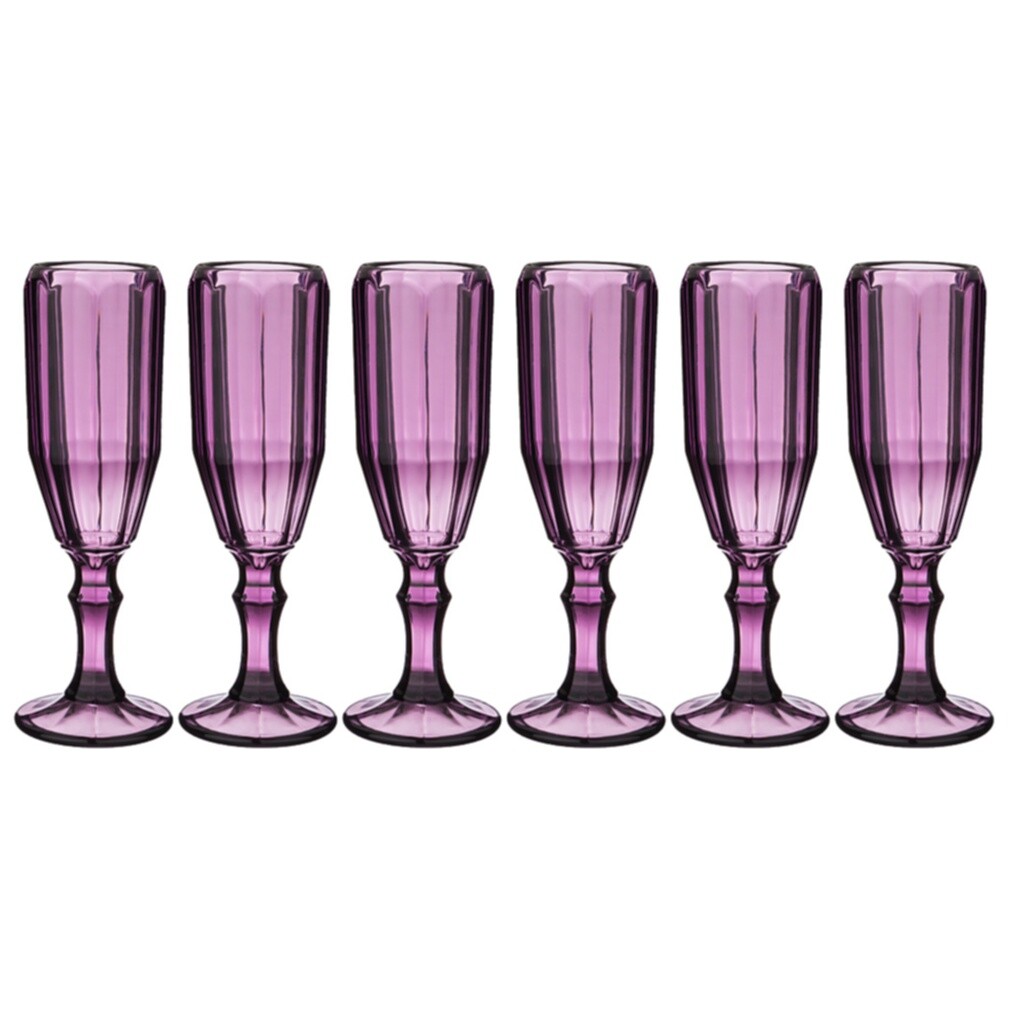 Набор бокалов для шампанского фиолетовый 150 мл, 6 штук &quot;Рока&quot;