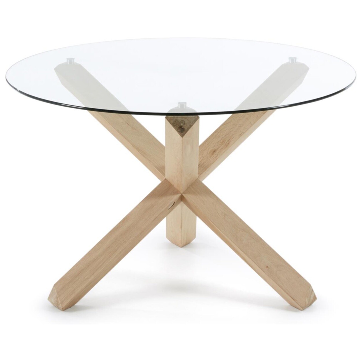 Обеденный стол круглый стеклянный с ножками белый дуб 120 см Arendal от La Forma