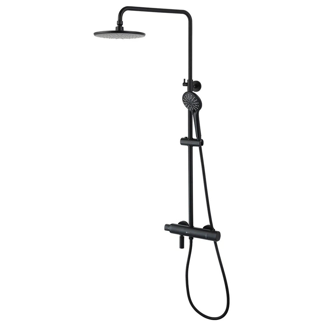 Душевая стойка с держателем и термостатом черная Lemark Bronx LM3772BL